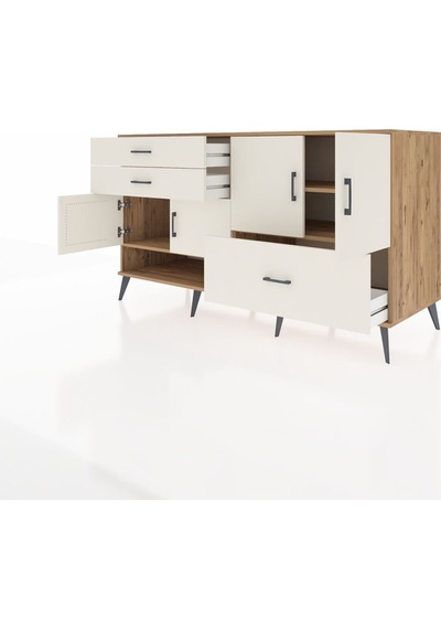 Kronos Konsol 3 Raflı 3 Çekmeceli 4 Kapaklı 176x59x99 Çam-aytaşı Çam-aytaşı