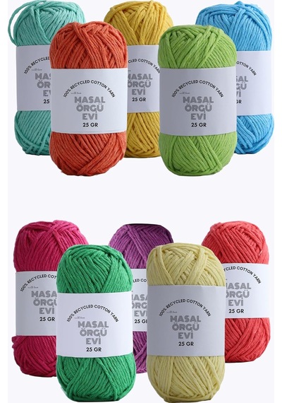 Ayrex 25 Gram Mini Cotton Serisi%100 Pamuk Örgü İpi 10 Renk Punch Ve Amigurumi İpi Canlı