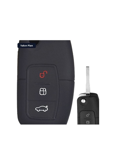 Trobus Ford B-max Uyumlu Katlanır Oto Anahtar Kılıfı Silikon Siyah