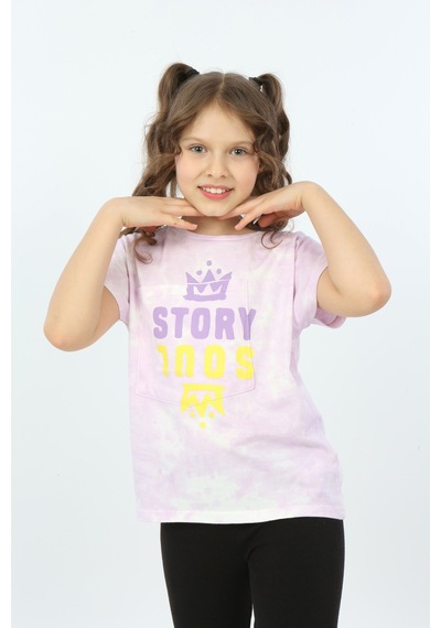 Toontoy Kids Toontoy Kız Çocuk Story Soul Baskılı Tişört Açık Lila