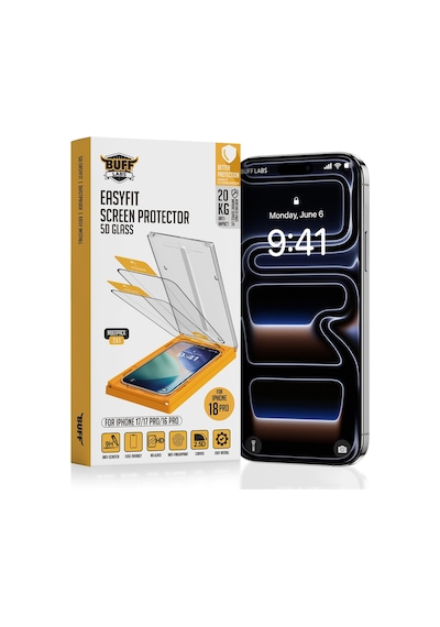 Buff Apple Uyumlu iPhone 18 Pro / 17 / 17 Pro / 16 Pro 5D Glass Easyfit 2 Adet Ekran Koruyucu