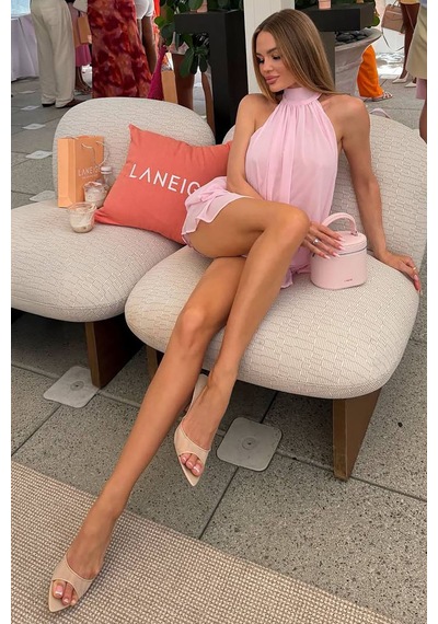 Dasha Pileli Mini Elbise - Pembe