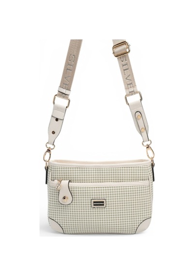 Silver & Polo Silver Polo Yeşil - Kemik Kaz Ayağı Ekose Kadın Çapraz Çanta Sp1160