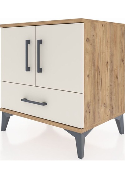 Hyperion Komodin 2 Raflı Tek Çekmeceli 2 Kapaklı 60x44x64 Çam-aytaşı Atlas Çam