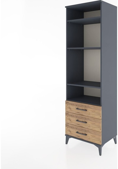 Hyperion Dolap 4 Raflı 3 Çekmeceli 60x44x195 Antrasit-çam Antrasit