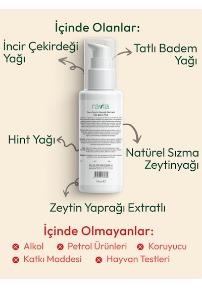 Ravla Elora Zeytin Yaprağı Ekstratlı Saç Bakım Yağı 100 ML