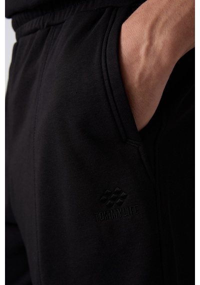Tommy Life Siyah Pamuklu Kalın Yumuşak Dokulu Comfort Fit Basic Erkek Şort - 81261 Siyah