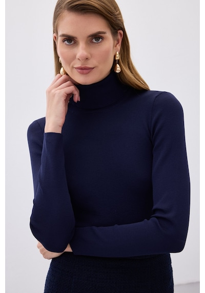 Sateen Tam Balıkçı Triko - Lacivert-133813 Lacivert