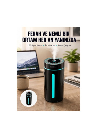 Yeni Ultrasonik Nemlendirici Led Işıklı Aromaterapi Difüzör Sessiz Çalışma Yeni Nesil Trend