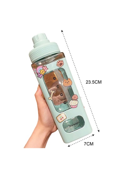 Öğrenciler Ve Çocuklar İçin Taşınabilir Ve Sızıntılı Pipetli Su Şişesi Green, 700ml