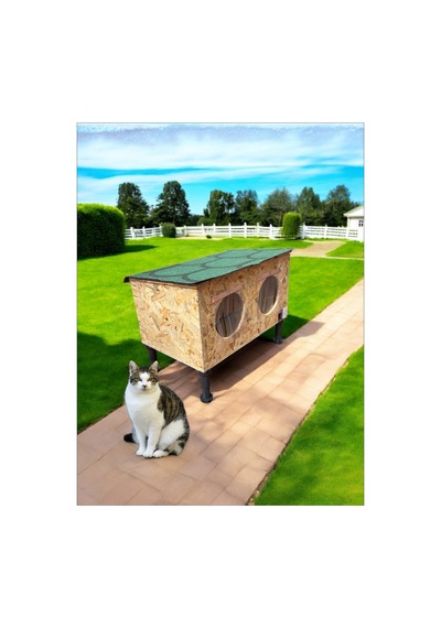 Kedi Evi Kedi Yuvası Üst Kapak Açılır İki Bölmeli Isı Ve Su Yalıtımlı 60x40x40xm