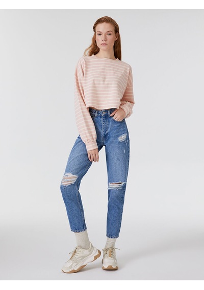 Loft Mom Regular Fit Kadın Pantolon Denim
