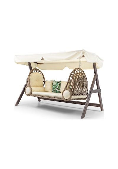 Swing Saltanat Ahşap Rattan Salıncak Dış Mekan Bahçe Balkon Ve Teras Salıncağı Krem Ceviz Swing Saltanat Ahşap Rattan Salıncak Dış Mekan Bahçe Balkon Ve Teras Salıncağı Krem Ceviz