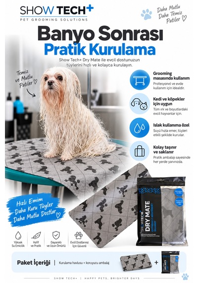 Showtech Dry Mate Köpek Tüyü Kurulama Yüksek Emici Havlu