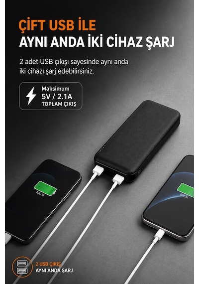 Tb20 20.000mah Led Işıklı Powerbank Siyah