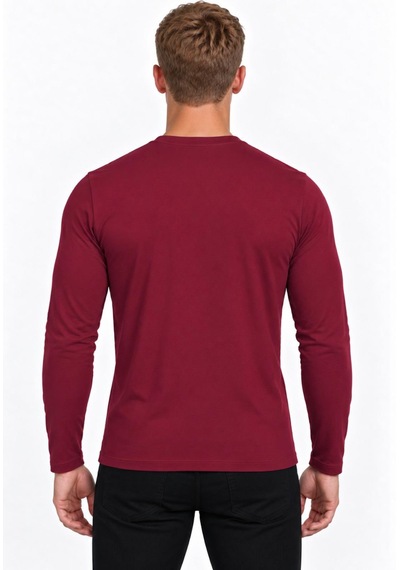 Axxel Erkek Kırmızı Pamuklu Likralı Süprem Uzun Kollu T-shirt-d236