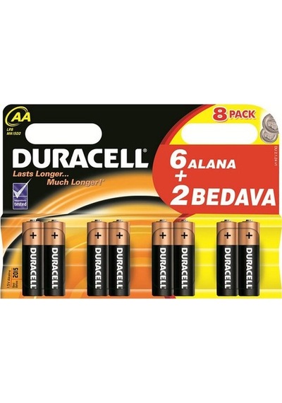 Duracell LR6/MN1500 AA Pil Kalem 8'li