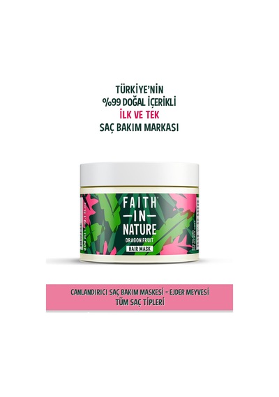 Faith in Nature %99 Doğal Canlandırıcı Ejder Meyvesi Tüm Saç Tipleri İçin Saç Bakım Maskesi 300 ML