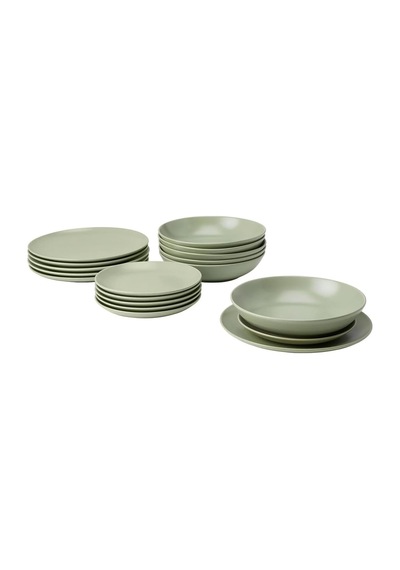 Färgklar 18 Parça Yemek Takımı, Stoneware, Açık Yeşil, 6 Kişilik Set Çok Renkli