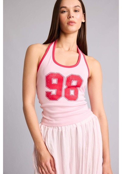 Defacto Baskılı Halter Yaka Ribana Atlet H8928ax26hspn693 Pembe-pn693