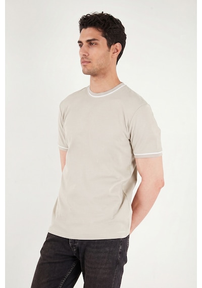 Buratti Pamuklu Bisiklet Yaka Kontrast Şeritli T Shirt Erkek T Shirt 5904034 Taş