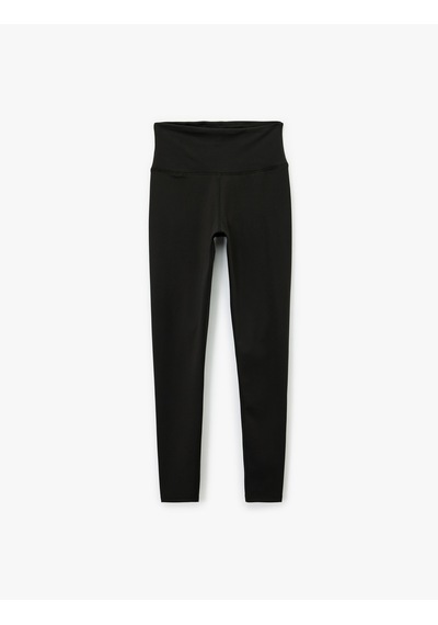 Koton Yüksek Bel Dikiş Detaylı Slim Fit Spor Tayt Siyah 6wak40052nk SiYAH