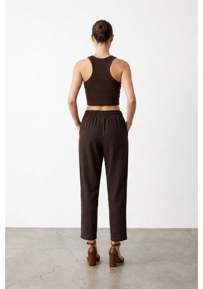 Quzu Beli Lastikli Pantolon Siyah