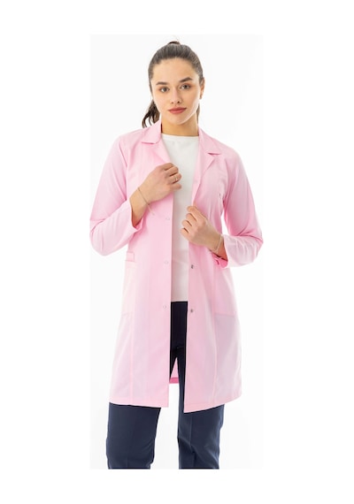 Spor Yaka Uzun Kol Kadın Personel Önlüğü Alpaka Kumaş Pembe Rnk111 Pembe