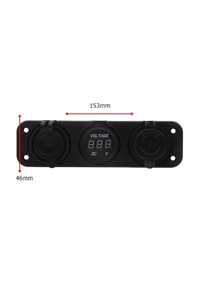 Çift USB Araç Şarj Soketi Voltmetre Çakmaklık 12V