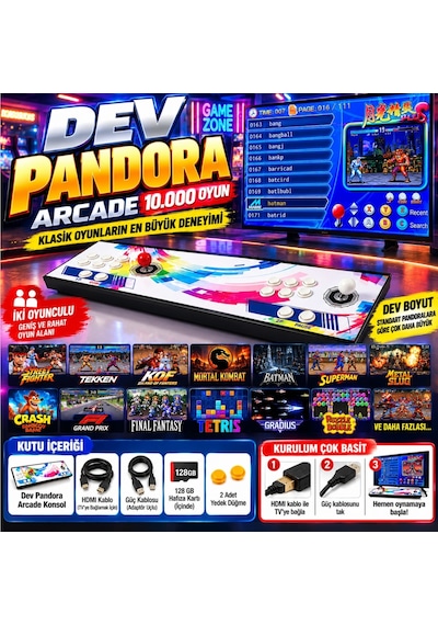 Schitec Dev Pandora 10.000 Oyunlu 4khd 3d Retro Arcade Tv Oyun Konsolu