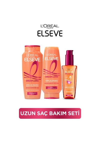 ELSEVE Dream Long Onarıcı Bakım Şampuanı 400ml & Saç Bakım Kremi 250ml & Mükemmel Düz Pürüzsüzleştici Serum