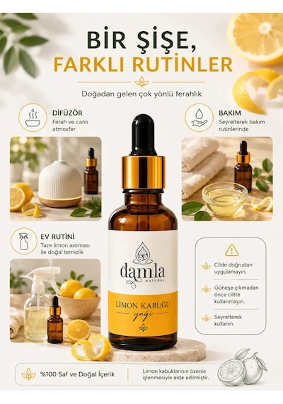 Biodamla Natural Limon Kabuğu Yağı 20 Ml