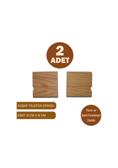 2 Adet Ahşap Telefon Tutucu Tablet Standı