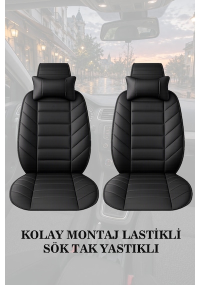 Yaris 2006 Uyumlu Premium Lüks Siyah Renk 2 Adet Minder Ve Yastık
