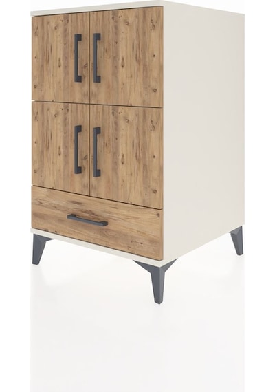 Kronos Komodin 4 Raflı Tek Çekmeceli 4 Kapaklı 60x59x96 Aytaşı-çam Aytası