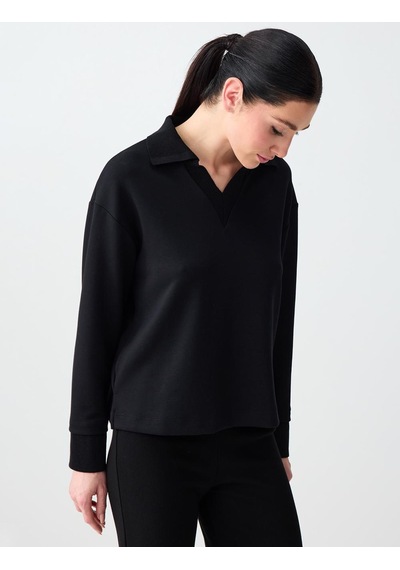Jimmy Key Jimmy Key Siyah Polo Yaka Uzun Kollu Modal Örme Sweatshirt 6sw235626900