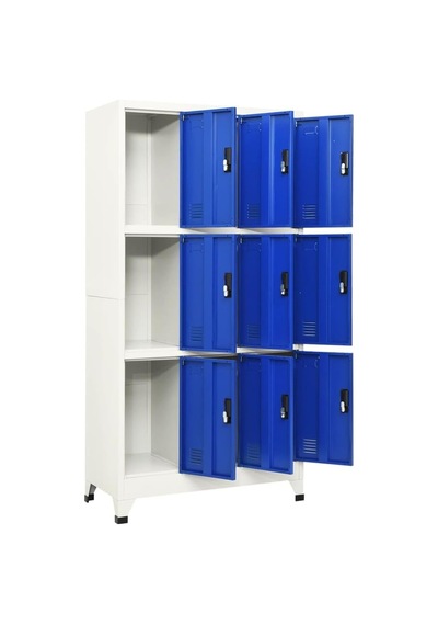 Tr Çelik Kilitli Dolap, 9 Kapılı, Gri Ve Mavi, 90 X 45 X 180 Cm, Okullar, Ofisler, Oturma Odaları Ve Koridorlar İçi Genel