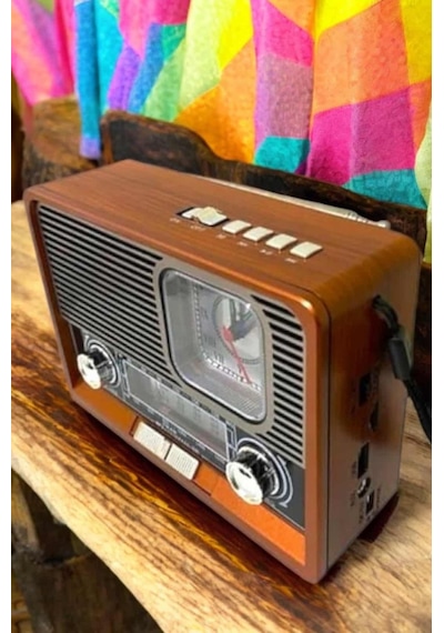 Ahşap Görünümlü Retro Bluetooth Radyo Usb,aux Ve Sd Kart Girişli