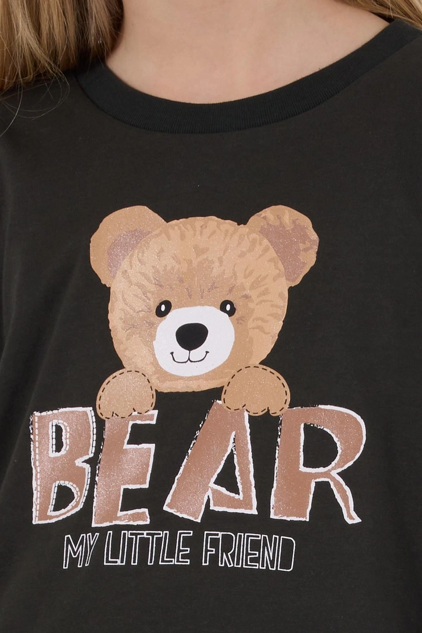 Arnetta Kız Çocuk Aile Bear My Little Friend %100 Pamuklu 4 Mevsim Uzun Kollu Pijama Takım Füme Arnetta Kız Çocuk Aile Bear My Little Friend %100 Pamuklu 4 Mevsim Uzun Kollu Pijama Takım Füme