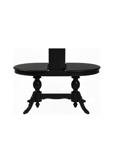 Lindon Çift Baba Ayaklı Açılır Masif Ahşap Oval Yemek Masası 100x170 Siyah