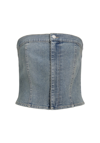 Jack & Jones Kadin Straplez Denim Crop - Tinga 12271603 Medium Blue Denim