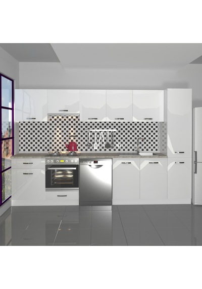 Decoraktiv Elite 325 Ankastre Fırın Modüllü Mdf Hazır Mutfak Dolabı - Tezgah Dahil - Parlak Beyaz