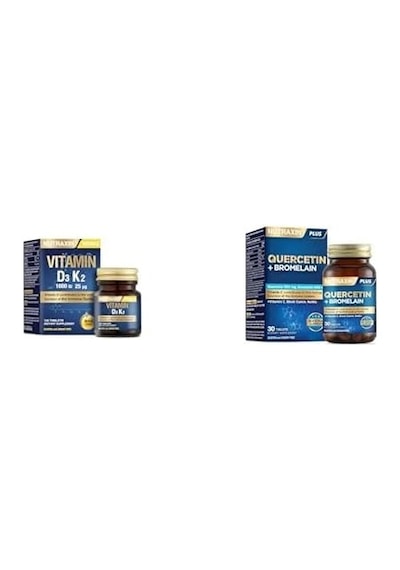 D3k2 120 Tablet - 1000 Iu D3 Vitamini, 25 Mcg K2 Vitamini + Nutraxin Quercetin + Bromelain 30 Tablet