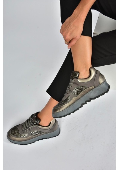 Fox Shoes V820720309 Gri Kalın Tabanlı Spor Ayakkabı Sneakers Gri
