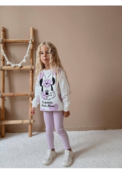 Miniko Kids Kız Çocuk Minnie Modelli Taytlı Takım Lila