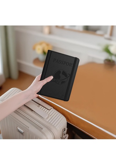 Micflip K02 İos Uyumlu Findmy Pasaport Kart Ve Sim Bölmeli Kablosuz Ve Pin Şarjlı Deri Cüzdan Siyah