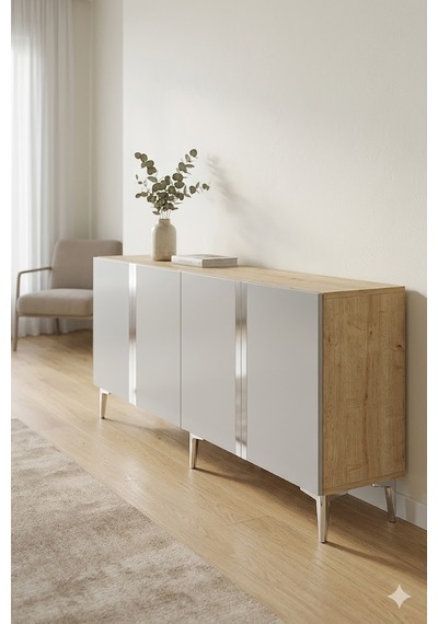Ka1898dbs Anka Konsol Ve Tv Sehpası Safirmeşe-beyaz-silver 180cm
