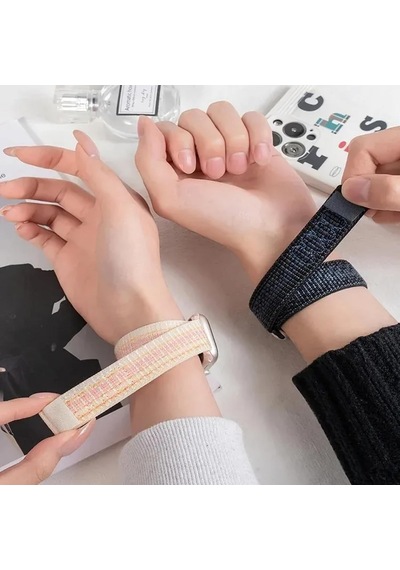Apple Watch Uyumlu Nylon Loop Kumaş Kordon - 49mm/46mm/45mm/44mm/42mm/41mm/40mm/38mm Uyumlu - Apple Watch Se & Ultra 3/2/1 & Series 11-1 Çok Renkli