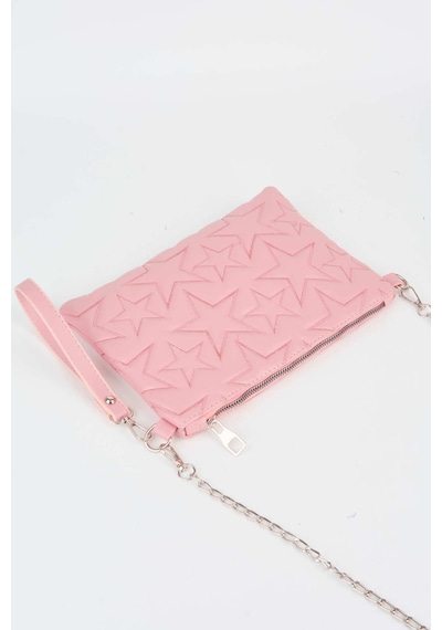 Vivaq Kadın Gül Kurusu Yıldız Nakışlı Suni Deri Bilek Ve Zincir Askılı Portföy El Ve Clutch Çanta