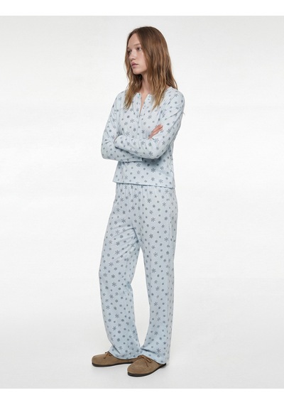 Koton Rahat Kesim Viskon Karışımlı Baskılı Pijama Altı Mavi Desenli 6wlk40023mk Mavi Desenli